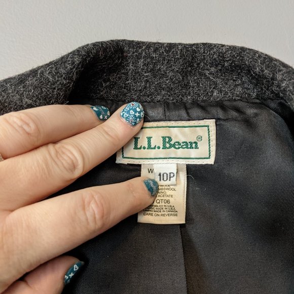 L.L.Bean 100% Wool Blazer Jacket Black 10 Petite - Picture 6 of 9